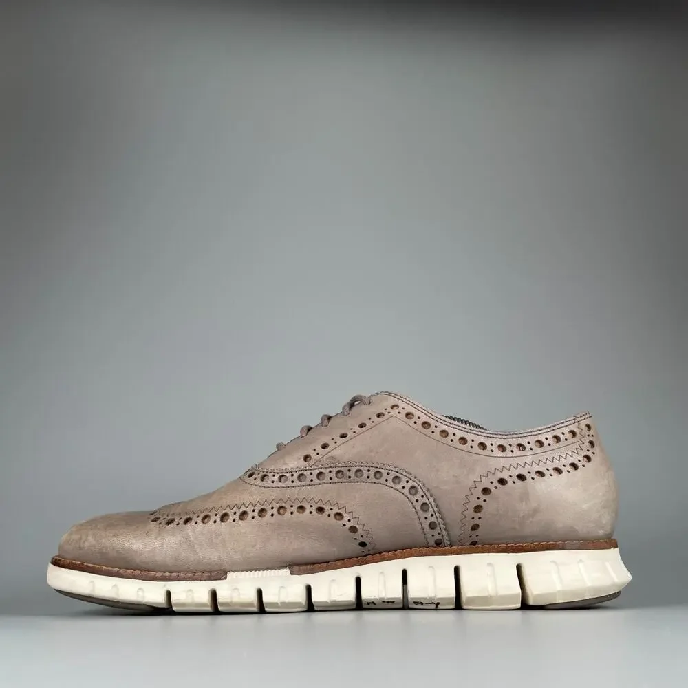 Cole Haan Grand.Os Men's 11 M Gray Leather Wingtip Brogue Oxford Dress Shoes GUC